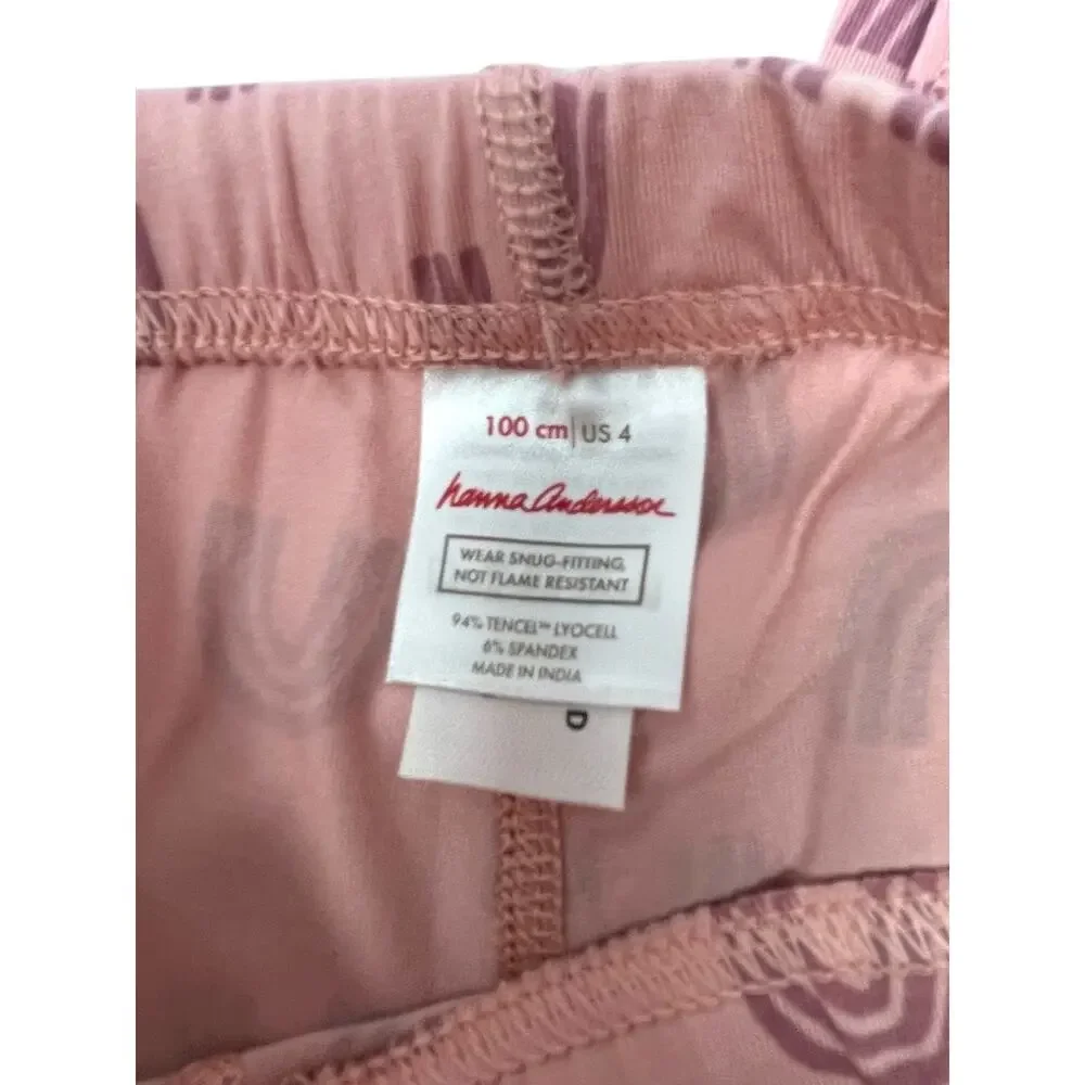 Hanna Andersson HannaSoft Pajamas Blush Pink Rainbow Size 4 NWT